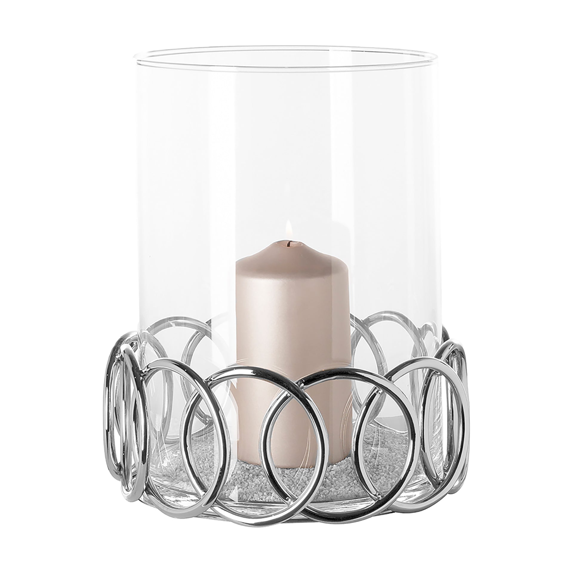 Windlicht Edelstahl vernickelt mit Glas