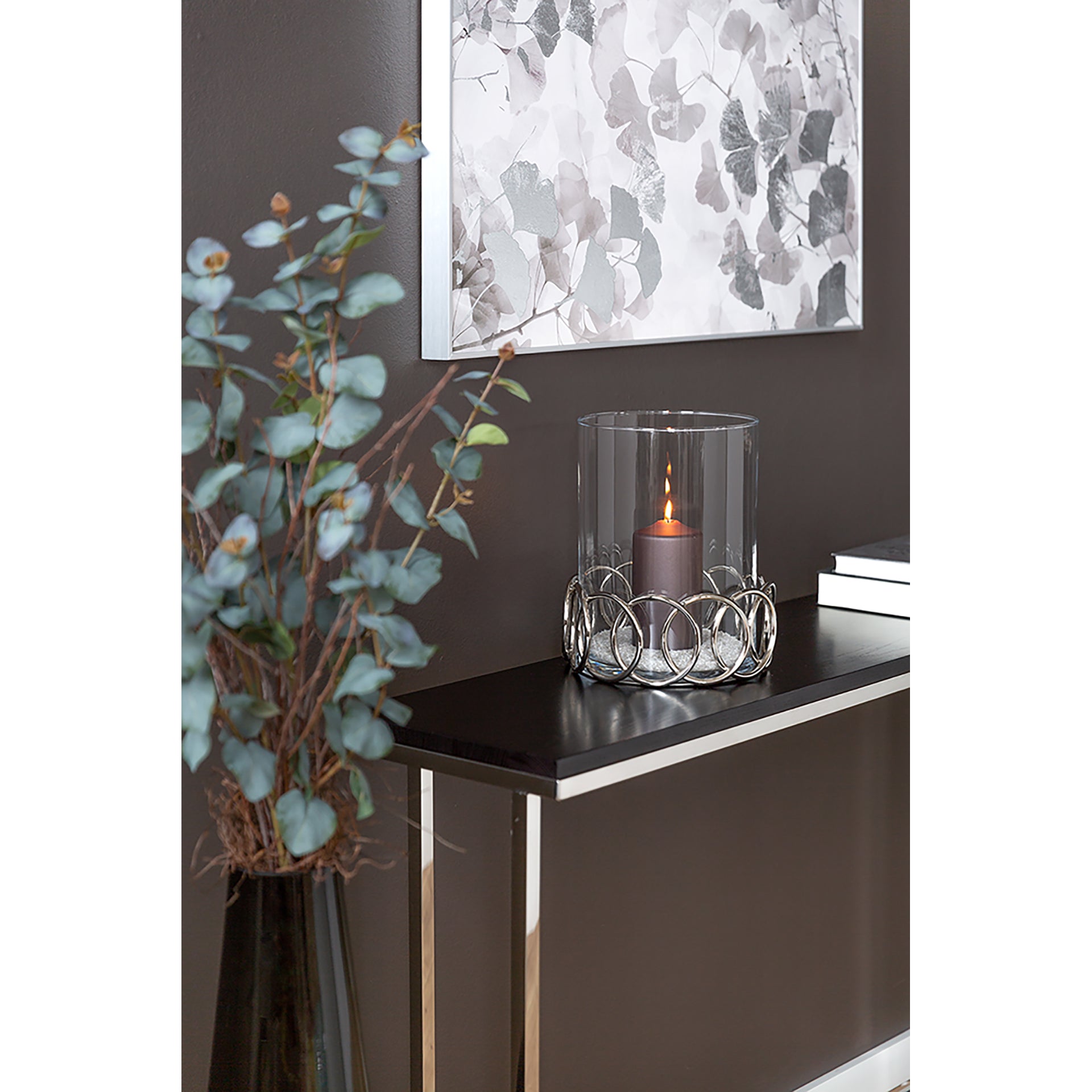 Windlicht Edelstahl vernickelt mit Glas